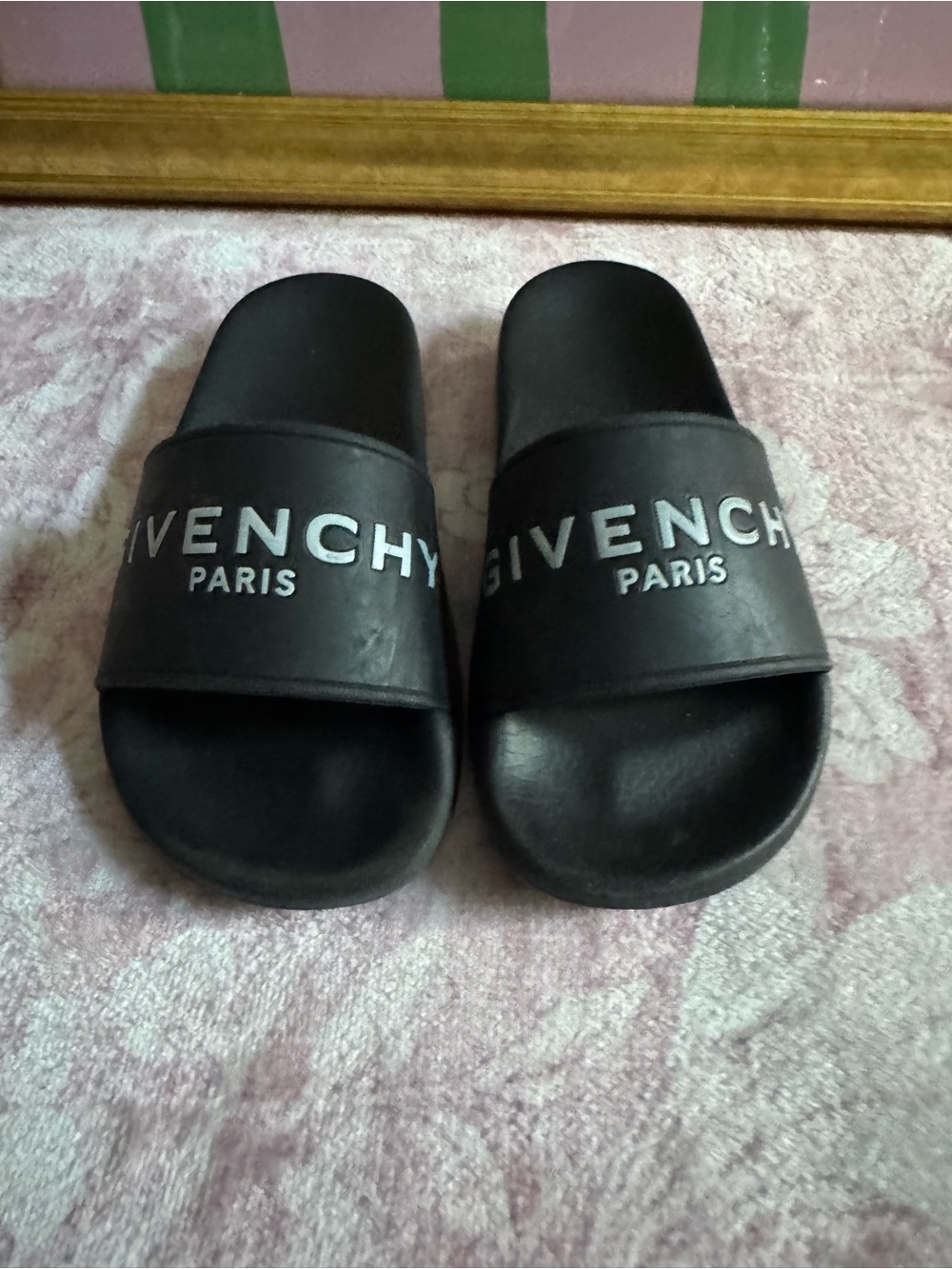 Givenchy Black Logo Slide Sandals youth size 30